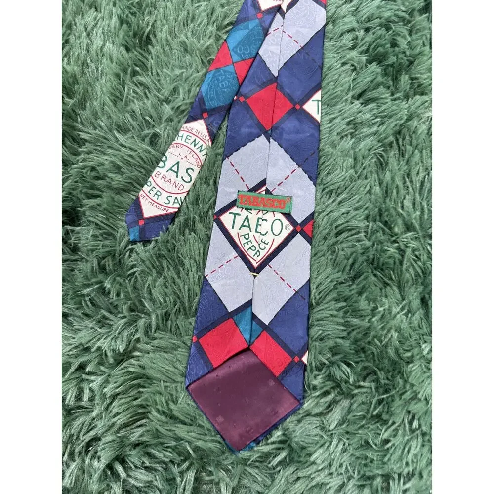 Vintage Tabasco McIlhenny Co. Hot Sauce Logo Necktie Men's Novelty Tie Made in